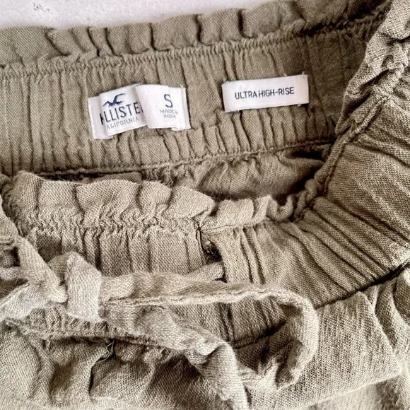 Hollister Olive Green High Waist Cotton Viscose Linen Lightweight Jogger Pants S - Picture 2 of 7